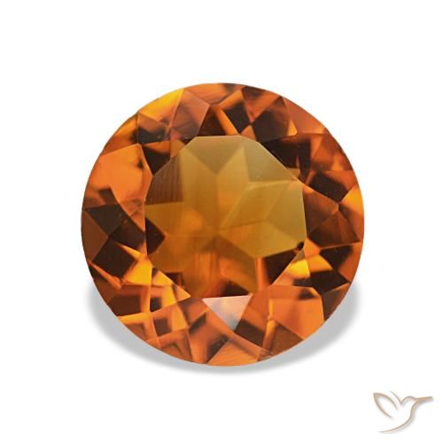 Citrino naturale arancione intenso da 1,61 ct, taglio rotondo, VS