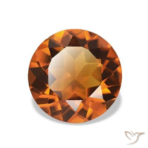 Citrino naturale arancione intenso da 1,61 ct, taglio rotondo, VS