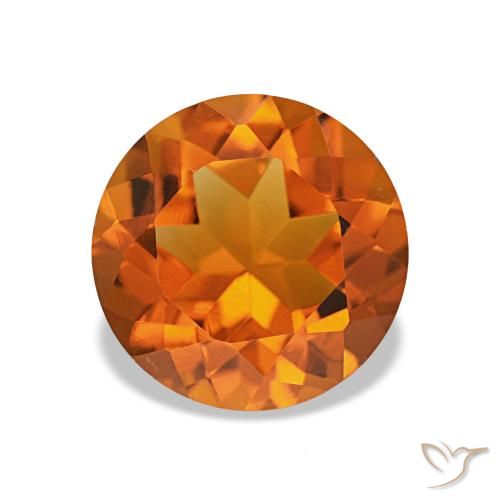Citrino arancio medio naturale da 1,72 ct, taglio rotondo, VVS