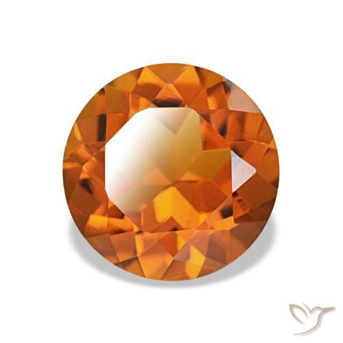 Citrino arancio medio naturale da 1,72 ct, taglio rotondo, VVS