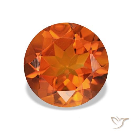 Citrino arancione intenso naturale da 1,80 ct, taglio rotondo, VVS