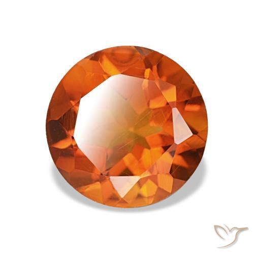 Citrino arancione intenso naturale da 1,80 ct, taglio rotondo, VVS