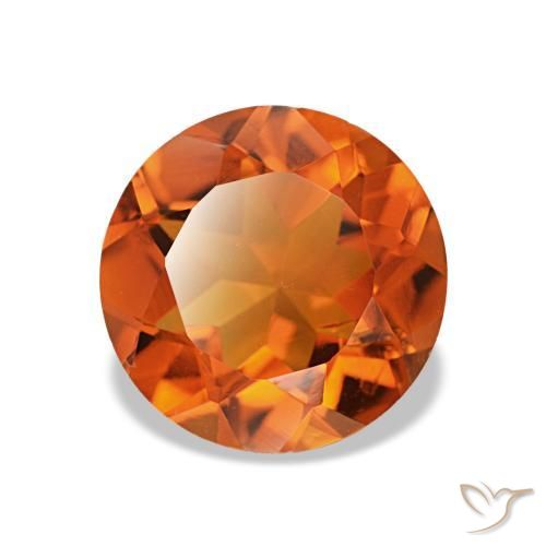 Citrino naturale arancione intenso da 1,57 ct, taglio rotondo, VS