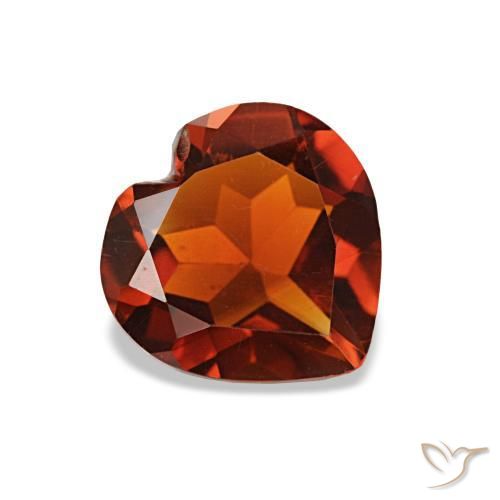 Citrino arancione scuro naturale da 0,98 ct, a forma di cuore, VS