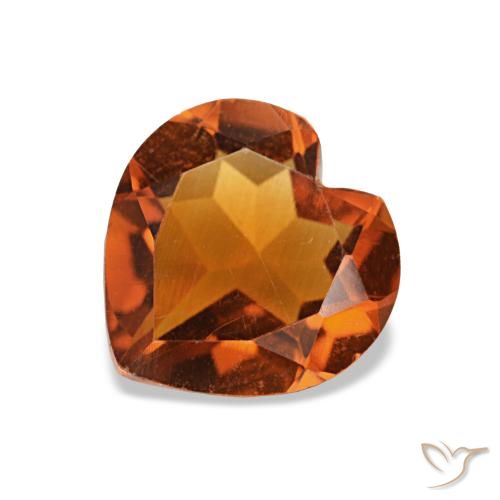 0.92ct arancione intenso citrino, cuore, VVS-VS