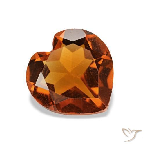Citrino arancione intenso naturale da 0,92 ct, a forma di cuore, VVS-VS