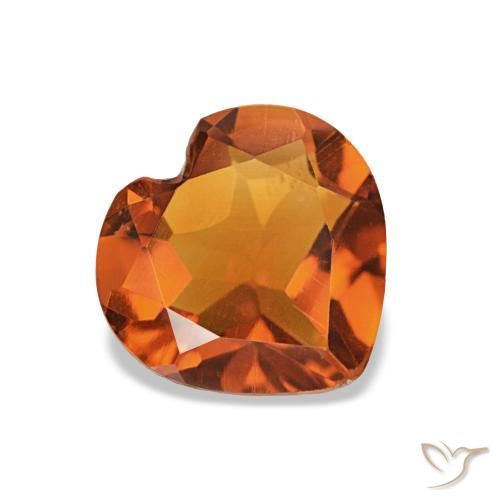 Citrino Arancione scuro naturale da 0.93 ct, A forma di cuore, VS