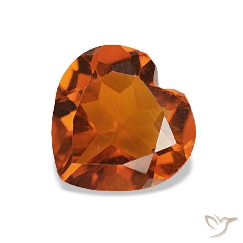 Citrino arancione intenso naturale da 1,03 ct, a forma di cuore, VS