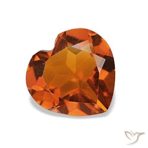 Citrino arancione intenso naturale da 1,03 ct, a forma di cuore, VS