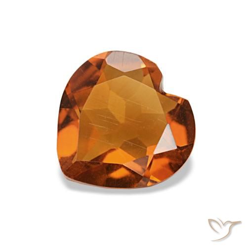 Citrino Arancione rossastra naturale da 0.94 ct, A forma di cuore, VVS