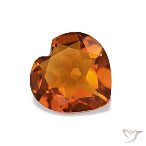 Citrino Arancione rossastra naturale da 0.94 ct, A forma di cuore, VVS