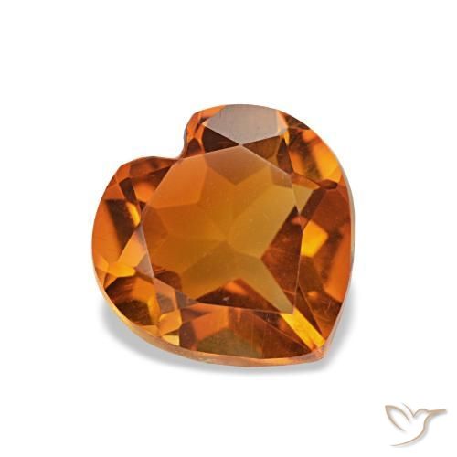Citrino arancio medio naturale da 1,10 ct, a forma di cuore, VVS