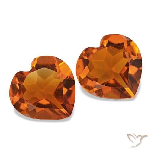 Gemme di citrino arancione ambra naturale da 1,97 ct, a forma di cuore, VS