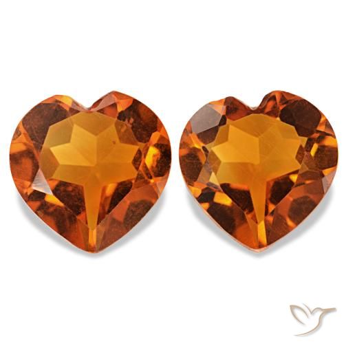 Gemme di citrino arancio medio naturale da 1,97 ct, a forma di cuore, VVS