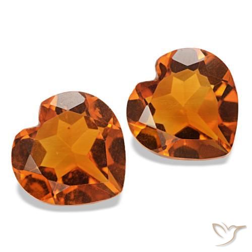 Gemme di citrino arancio medio naturale da 1,97 ct, a forma di cuore, VVS