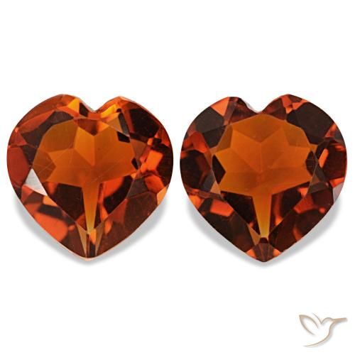 Citrino naturale arancione scuro da 2,02 ct, a forma di cuore, VVS