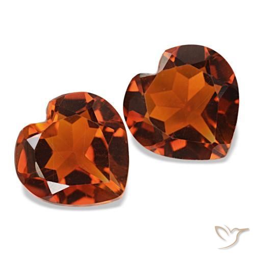 Citrino naturale arancione scuro da 2,02 ct, a forma di cuore, VVS