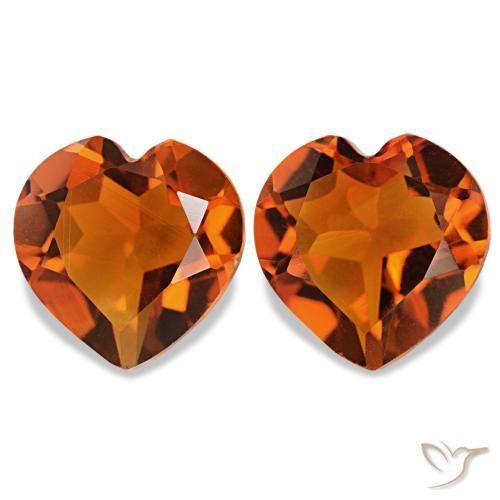 Gemme di Citrino Arancione rossastra naturale da 2.00 ct, A forma di cuore, VVS