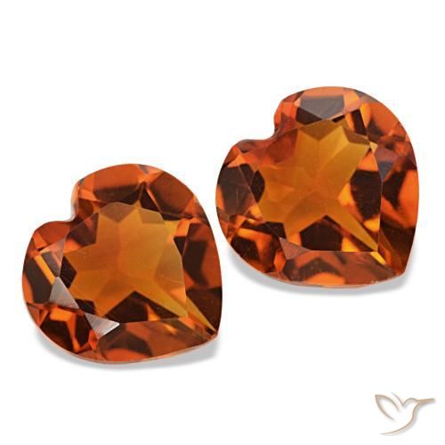 Gemme di Citrino Arancione rossastra naturale da 2.00 ct, A forma di cuore, VVS
