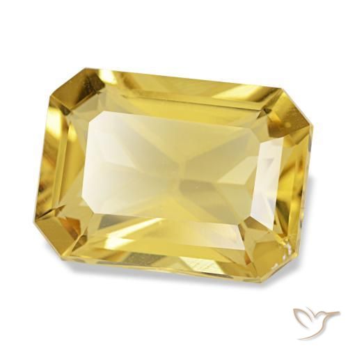 Citrino naturale giallo da 4,59 ct, taglio smeraldo, VS
