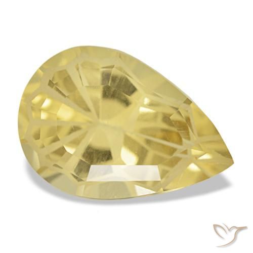 Citrino naturale giallo da 4,60 ct, taglio a pera, VS