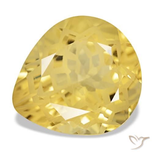 Citrino naturale giallo da 11,59 ct, taglio a pera, VVS-VS