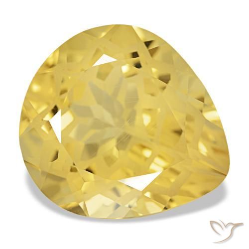 Citrino naturale giallo da 11,59 ct, taglio a pera, VVS-VS