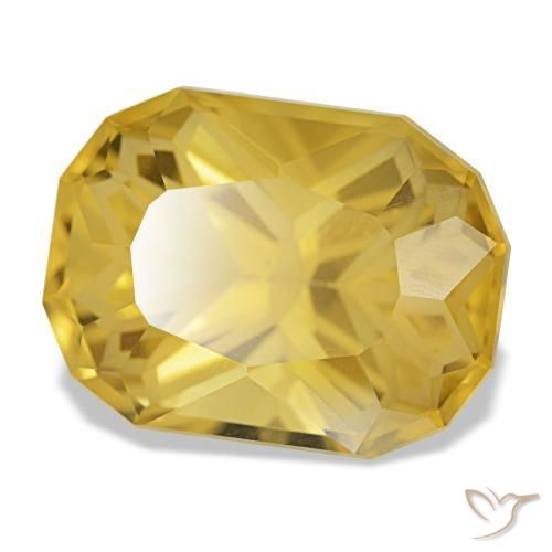 Citrino naturale giallo da 12,45 ct, taglio a cuscino, VVS-VS
