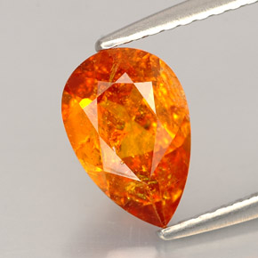 Clinohumite naturale arancione da 1,34 ct, taglio a pera, VS-SI