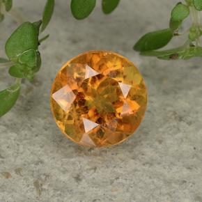Clinoumite Giallo-arancione naturale da 0.85 ct, Taglio rotondo, VS-SI