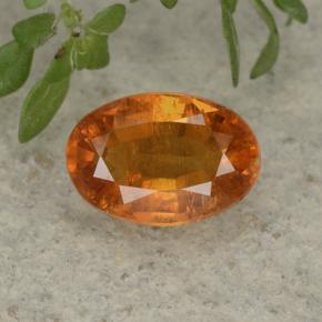 Clinohumite naturale arancione da 1,14 ct, taglio ovale, VS-SI
