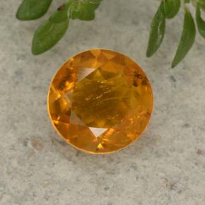 Clinoumite Giallo-arancione naturale da 1.26 ct, Taglio rotondo, VS-SI