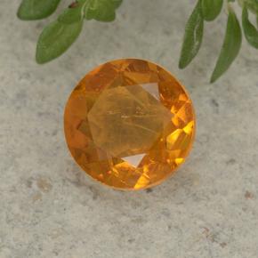 Clinoumite Giallo-arancione naturale da 1.26 ct, Taglio rotondo, VS-SI