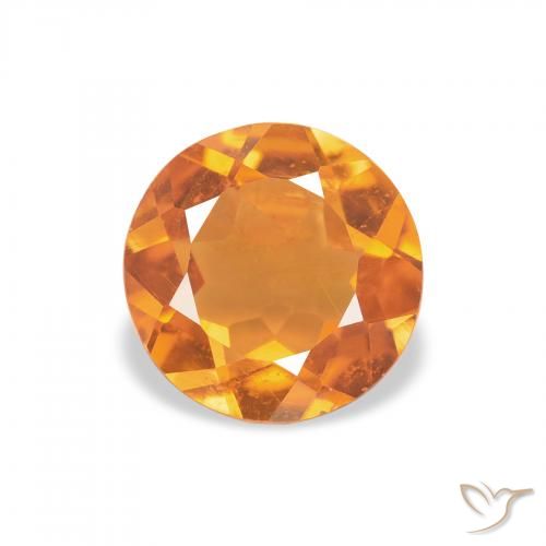 1.34ct Naturale Albicocca Arancia Clinoumite, Rotondo, VS-SI
