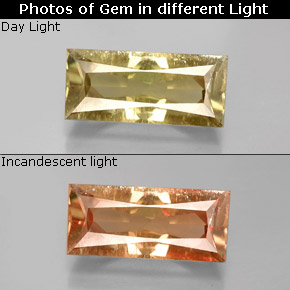 Diasporo cangiante naturale  da 3,79 ct, baguette, VS-SI