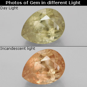 Diasporo cangiante naturale  da 3,69 ct, taglio a pera, SI