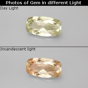 Diasporo cangiante naturale  da 1,49 ct, taglio a cuscino, VS-SI