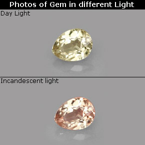 Diasporo cangiante naturale  da 0,58 ct, taglio a pera, VS