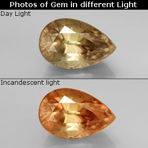 Diasporo cangiante naturale  da 3,78 ct, taglio a pera, SI
