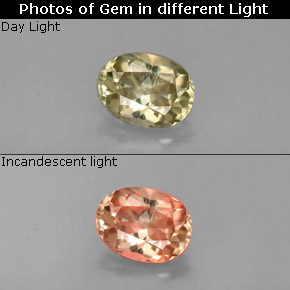 Diasporo cangiante naturale  da 0,84 ct, taglio ovale, VVS-VS