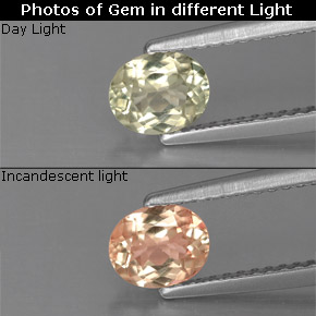 Diasporo cangiante naturale  da 0,64 ct, taglio ovale, VVS-VS