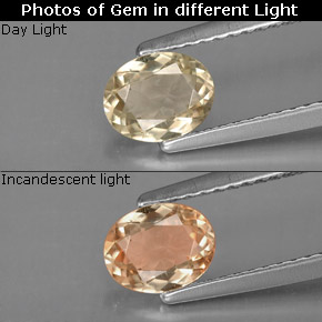 Diasporo cangiante naturale  da 0,74 ct, taglio ovale, VVS-VS