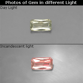 Diasporo cangiante naturale  da 0,35 ct, taglio smeraldo, VS