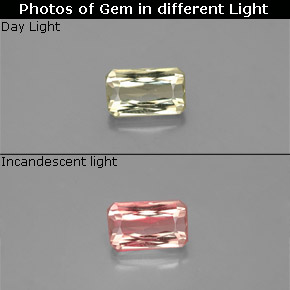 Diasporo cangiante naturale  da 0,62 ct, taglio smeraldo, VS