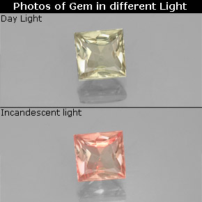 Diasporo cangiante naturale  da 0,76 ct, quadrato, VS-SI