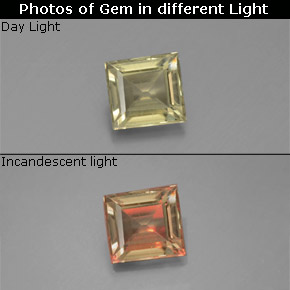 Diasporo cangiante naturale  da 0,97 ct, quadrato, VS