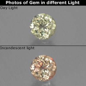 Diasporo cangiante naturale  da 0,75 ct, taglio rotondo, VS-SI