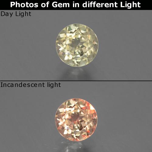 Diaspro cangiante Giallo molto chiaro naturale da 0.63 ct, Taglio rotondo, VS-SI