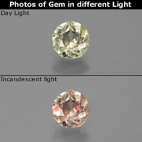 Diaspro cangiante Giallo pallido naturale da 0.65 ct, Taglio rotondo, VS