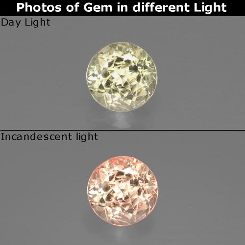 Diasporo cangiante naturale giallo da 0,58 ct, taglio rotondo, VS-SI